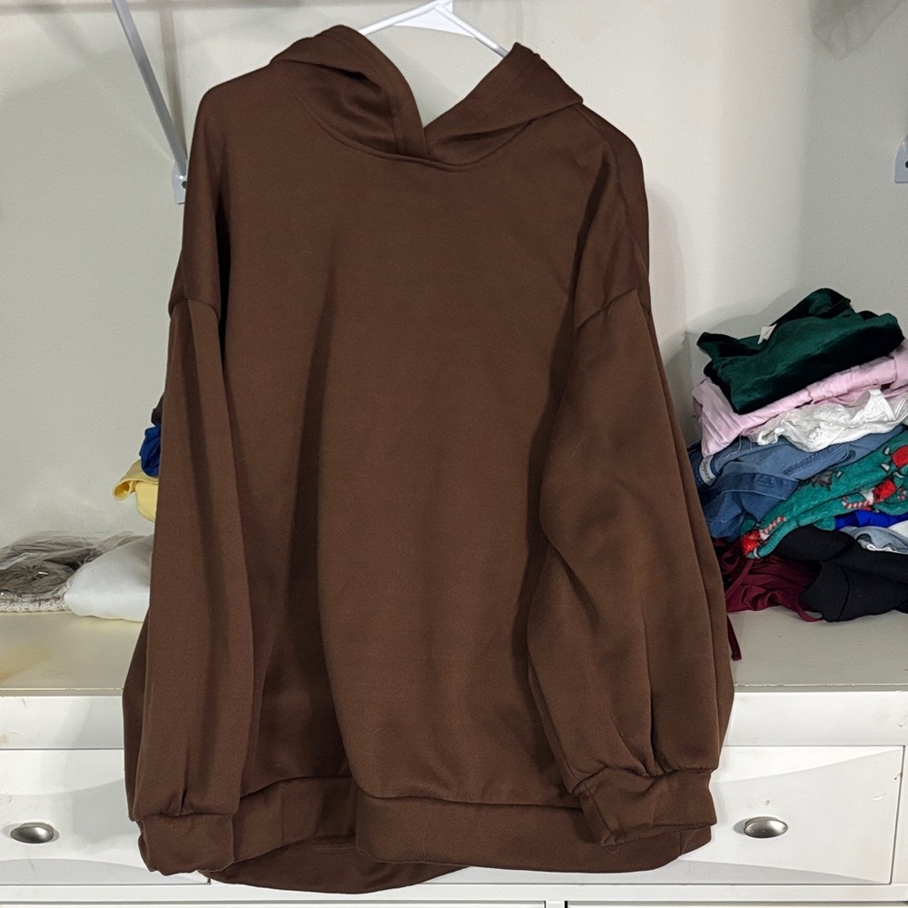 SHEIN Brown Hoodie Sweatshirt
